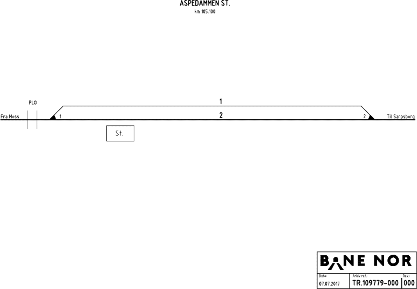 Track plan Aspedammen station