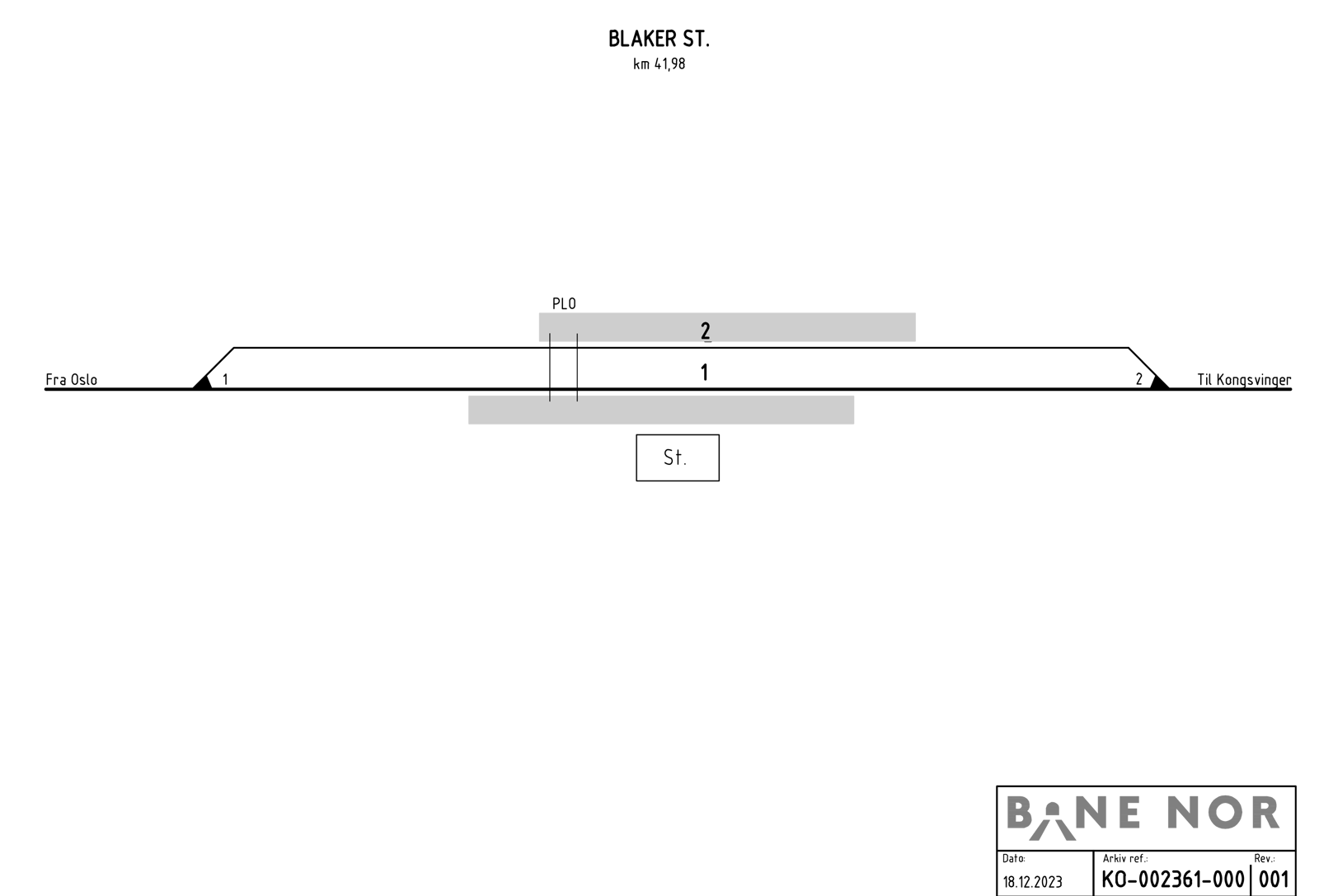 Sporplan for Blaker stasjon. 
