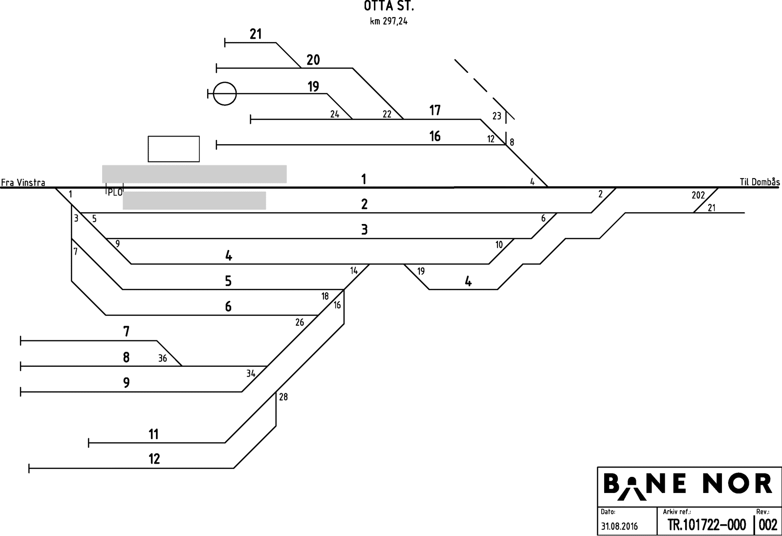 Sporplan Otta stasjon