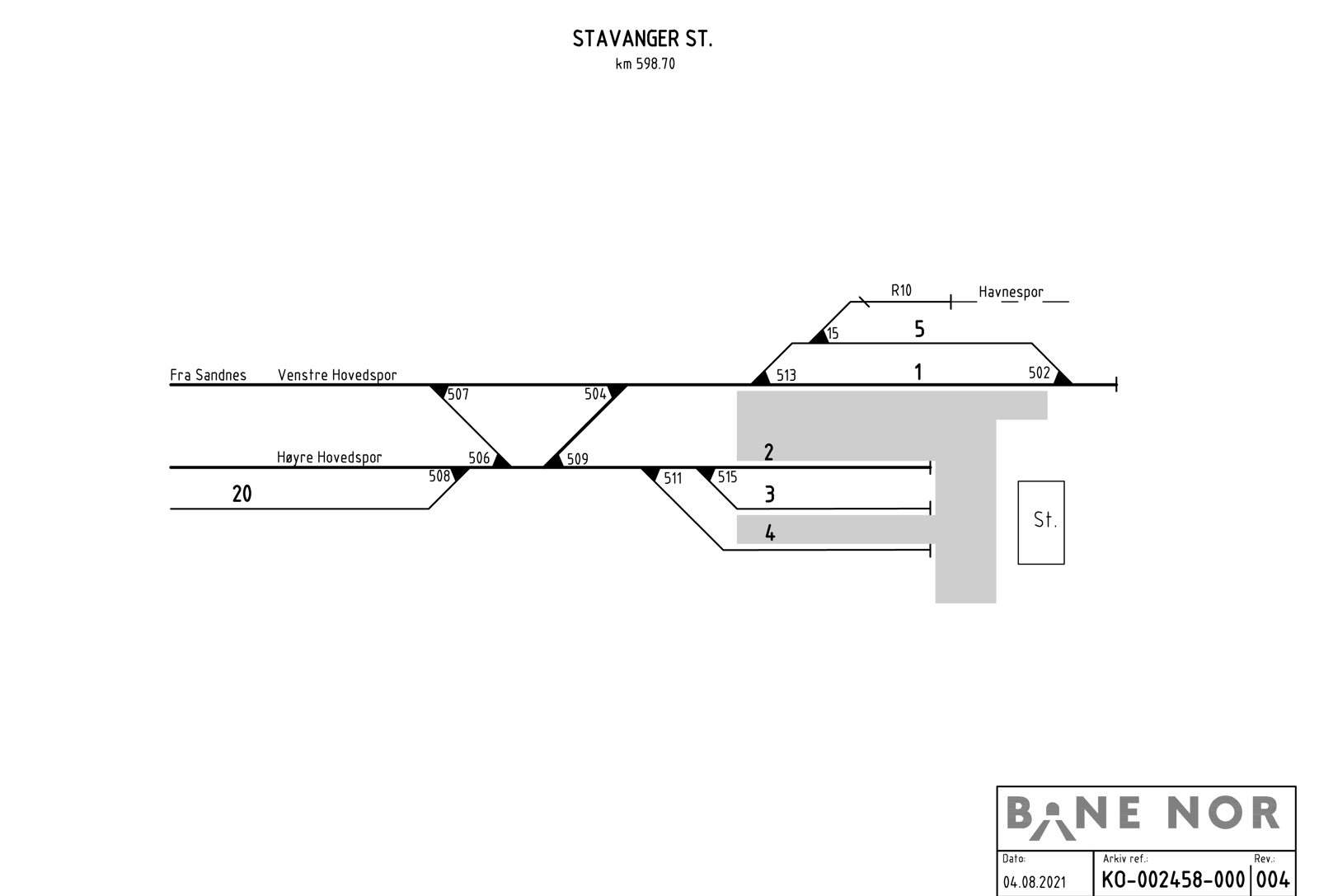 Sporplan Stavanger S stasjon